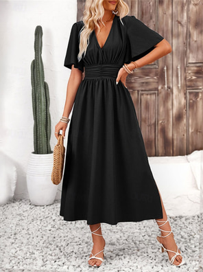 long sleeve satin wrap dress Long Sleeve Wrap Satin Mini Dress with Slit Back Detail