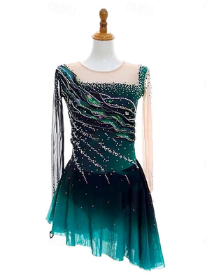 Figure Skating Dress Women's Girls' Ice Skating Dress Green Open Back Asymmetric Hem Mesh High Elasticity Training Competition Skating Wear Classic Crystal / Rhinestone Long Sleeve Ice Skating Figure 2026 - 253.99 Figure Skating Dress Women's Girls' Ice Skating Dress Green Open Back Asymmetric Hem Mesh High Elasticity Training Competition Skating Wear Classic Crystal / Rhinestone Long Sleeve Ice Skating Figure 2026 - 253.99