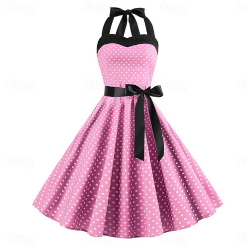 Polka Dots Retro Vintage 1950s Grease Outfits Knee Length Dress Rockabilly  Halter Polka Dot Fancy Dress Women's Homecoming Adults' Dress Homecoming  Dresses Summer 2026 - CAD $60.99