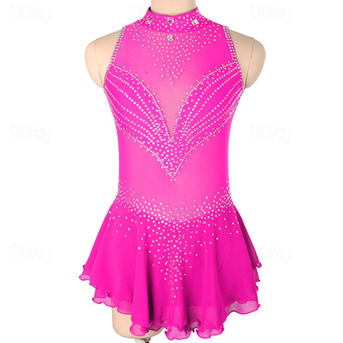 Figure Skating Dress Women's Girls' Ice Skating Dress Black Yellow Pink  Open Back Spandex High Elasticity Training Competition Skating Wear Crystal  / Rhinestone Sleeveless Ice Skating Figure Skating 2026 -  145.99