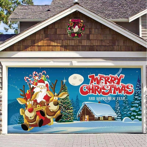 The Holiday Aisle® Porte de garage de Noël, décorations de bannière, crèche de Noël, décoration