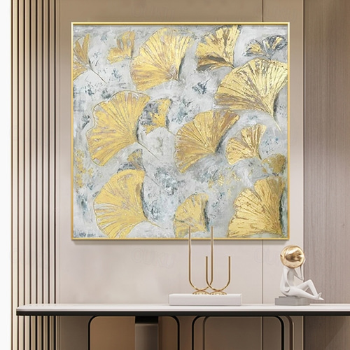 2026年 手作りの手描きの油絵の壁現代抽象金の花のキャンバスの絵画家