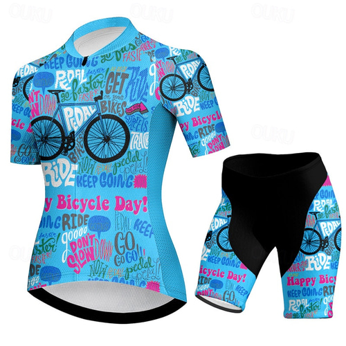 Women's Cycling Jersey Short Sleeve MTB Bike Clothing Road Bicycle Shirts Shorts Padded Pants