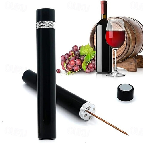 Cavatappi Pneumatico A Pressione D'Aria Con Ago - Set Apribottiglie Per Vino - In Alluminio E Acrilico - Diametro 6,5cm X Altezza 21,5cm