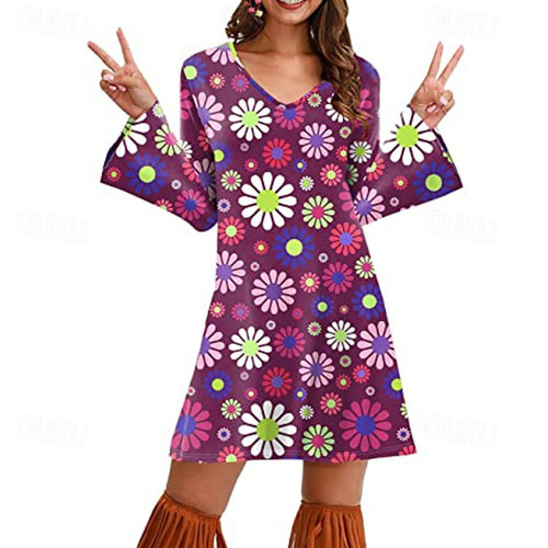 Retro Vintage 1970s Disco Dress 70s Fancy Dress Women 70s Outfits Flare Cuff Sleeve Hippie Printing Fancy Dress Women's Masquerade Party / Evening Pride Parade Pride Month Adults' Dress 2026 - 25.99 Retro Vintage 1970s Disco Dress 70s Fancy Dress Women 70s Outfits Flare Cuff Sleeve Hippie Printing Fancy Dress Women's Masquerade Party / Evening Pride Parade Pride Month Adults' Dress 2026 - 25.99