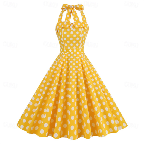 1950s Hepburn Retro Vintage A-Line Dress Swing Dress Halter Polka Dot Fancy  Dress Women's Masquerade Casual Daily Bachelorette Party Adults' Dress  Homecoming Dresses Spring & Summer 2026 - US $68.99