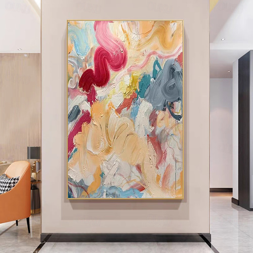 2026年 Mintura 手作り抽象カラフルな油絵キャンバス壁アート装飾現代