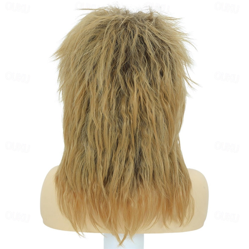 Peluca Rubia Mullet Rockero - Disfraz Años 60, 70 Y 80, Con Gafas De Sol, Para Fiestas Y Halloween
