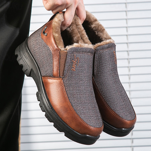 Men's Boots Snow Boots Winter Boots Fleece lined Walking Classic Casual Outdoor Home Cloth Warm Comfortable Slip Resistant Slip-on Black Brown Fall Winter 2026 - 141 Men's Boots Snow Boots Winter Boots Fleece lined Walking Classic Casual Outdoor Home Cloth Warm Comfortable Slip Resistant Slip-on Black Brown Fall Winter 2026 - 141