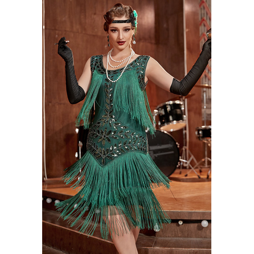Roaring 20s 1920s Knee Length Dress Flapper Dress Christmas Party Dress  Sleeveless The Great Gatsby Sequins Tassel Fringe Scoop Neck Fancy Dress  Women's Carnival Masquerade Prom Evening Party Wedding 2026 -  33