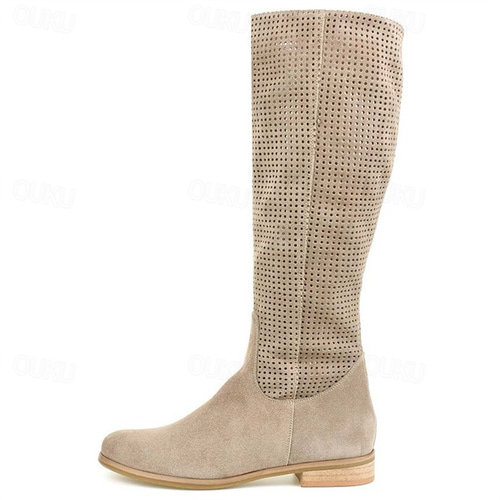 [24FW/新作]★NOTHING WRITTEN★Round half suede boots★ブーツ Womens Faux Suede Stretch Boots With Zippers - Black – Dolls