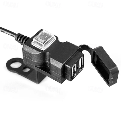 thumbnail image 2 of Dual Waterproof USB Charger For Motorcycle, 12V Black Power Adapter With 2 Ports 2 of 3