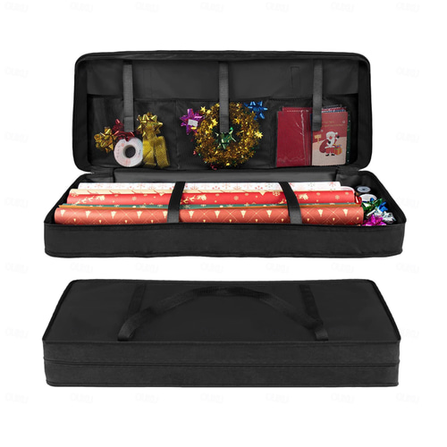 Aufbewahrungstasche fr Geschenkpapier, Aufbewahrung von  Geschenkpapierrollen, Geschenkpapier-Organizer, 600D-Oxford-Stoff mit 3  Fchern fr Bnder, Schleifen, Weihnachtspapierdekorationen 2026 -  21.99