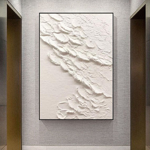 2026年 白い波抽象絵画白 3d テクスチャアート白テクスチャ壁アート