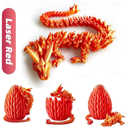 2 Figurines Dragon Articulé Imprimées En 3D Avec Œuf - 8 Cm - Jouet Collection Décoration Bureau Pour Enfants Et Adultes - 3