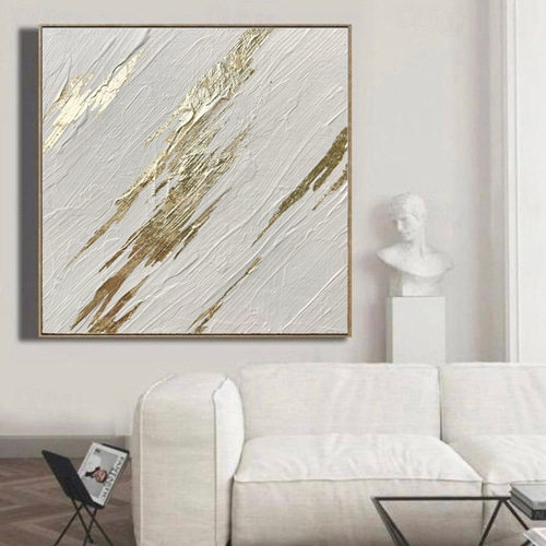 CCWACPP Tela artistica da parete astratta color foglia di tè e oro, decorazione da parete con dipinti astratti, opera d'arte dorata, moderna cornice
