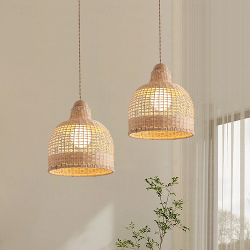 LED-Pendelleuchte 3-Farben-Licht 70/100 cm 1/2/3-flammig Bambus-Rattan Mini  E27 Halbeinbauleuchte verstellbare Draht-Deckenpendelleuchte fr Nachttisch  Balkon Esszimmer dekorative Beleuchtung 85-265 V 2026 -  328.95