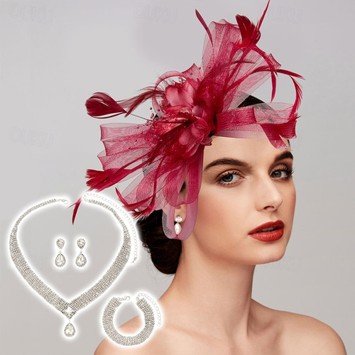 Elegant Fascinator Hats Net Mesh Tulle Headpiece Clip  display picture 1