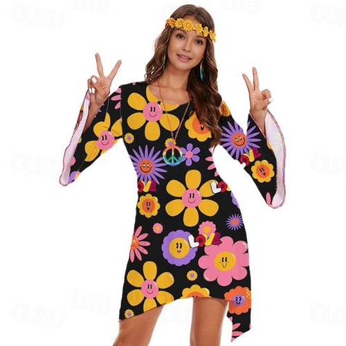 Retro Vintage 1970s 70s Fancy Dress Women Bell Sleeve Hippie Disco Graphic Round Neck Fancy Dress Women's Halloween Carnival Masquerade Party Daily Wear Pride Parade Adults' Dress 2026 - 18.99 Retro Vintage 1970s 70s Fancy Dress Women Bell Sleeve Hippie Disco Graphic Round Neck Fancy Dress Women's Halloween Carnival Masquerade Party Daily Wear Pride Parade Adults' Dress 2026 - 18.99