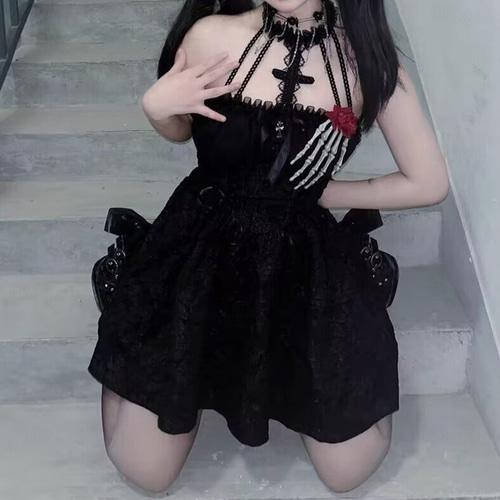 strapless open back dress Halloween Scary Costumes Prom Dress For Women Bloody Print Flared Puff