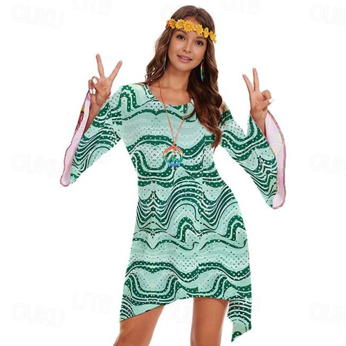 Retro Vintage 1970s 70s Fancy Dress Women Bell Sleeve Hippie Disco Graphic Round Neck Fancy Dress Women's Halloween Carnival Masquerade Party Daily Wear Pride Parade Adults' Dress 2026 - 65 Retro Vintage 1970s 70s Fancy Dress Women Bell Sleeve Hippie Disco Graphic Round Neck Fancy Dress Women's Halloween Carnival Masquerade Party Daily Wear Pride Parade Adults' Dress 2026 - 65