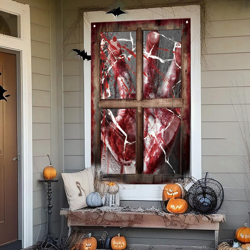Tela Decoración Halloween 8cm X 10m - Vendaje Sangre, Para Puertas, Ventanas, Casas Embrujadas, Fiestas Terror