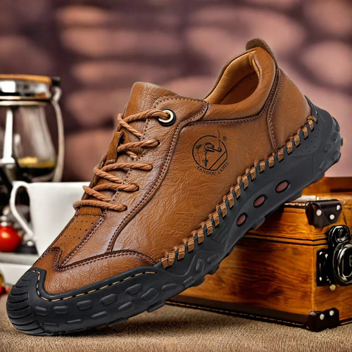 Zapatos casuales de piel sintetica marron para hombre con costuras artesanales y suela de goma duradera para actividades al aire libre 2024 MXN 1042