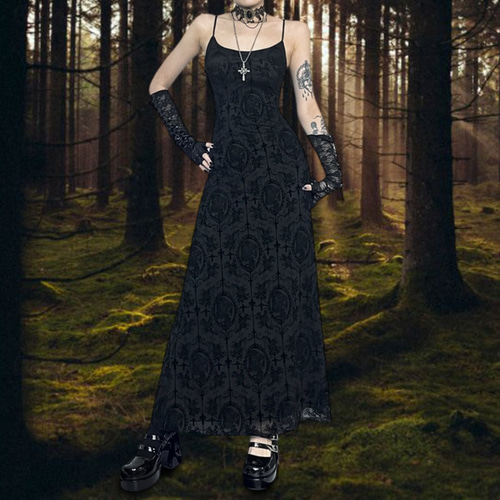 Retro Vintage Punk & Gothic Flare Dress Goth Girl Women's Masquerade Party  / Evening Dress 2026 - kr. 339