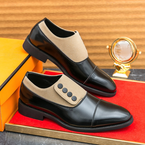Men's Vintage Formal Oxford Shoes Two-Tone Faux Leather and Suede Button Design, Ideal for Business and Special Occasions 2026 - US $46.99 Men's Vintage Formal Oxford Shoes Two-Tone Faux Leather and Suede Button Design, Ideal for Business and Special Occasions 2026 - US $46.99