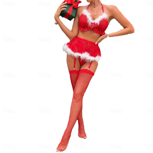 Santa Claus Mrs.Claus Babydoll Lingerie Sleepwear Christmas Pajamas Sexy  Christmas Costumes Women's Christmas Adults Christmas New Year Christmas  Eve Christmas Skirts Bra Socks 2026 - kr. 289