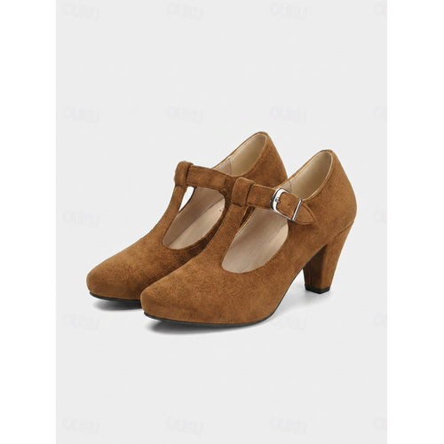 1950s cocktail dress shoes Women's Red Suede Mary Jane - Retro T-Strap Block Heels for Evening Party, Vintage Prom Pumps 2026 Dress style:With Shawl Buy Oliver Bonas Blue Marble Heel