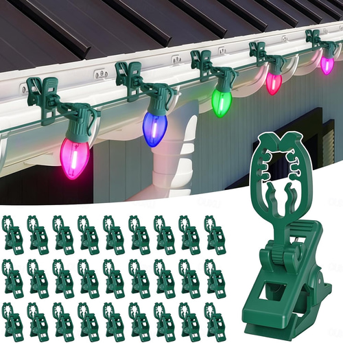 Federklemmen für Weihnachtslichter, robust, universell einsetzbar, für Mini-Lichterketten, Lichterketten, geeignet für Dachrinnen, Schindeln, Metalldächer, Zäune, Geländer und Bäume 2026