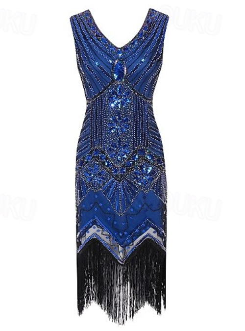 1920s Blue Gatsby Flapper Costume Dress - Roaring Twenties Sequin Fancy Dress For Women 2 thumbnail image