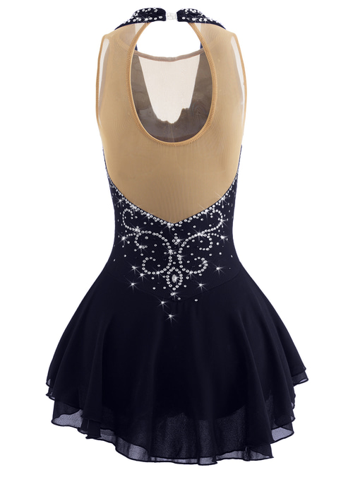Figure Skating Dress Women's Girls' Ice Skating Dress Black White Yellow  Patchwork Open Back Mesh Spandex High Elasticity Practice Competition  Skating Wear Jeweled Rhinestone Sleeveless Ice Skating 2026 -  149.68