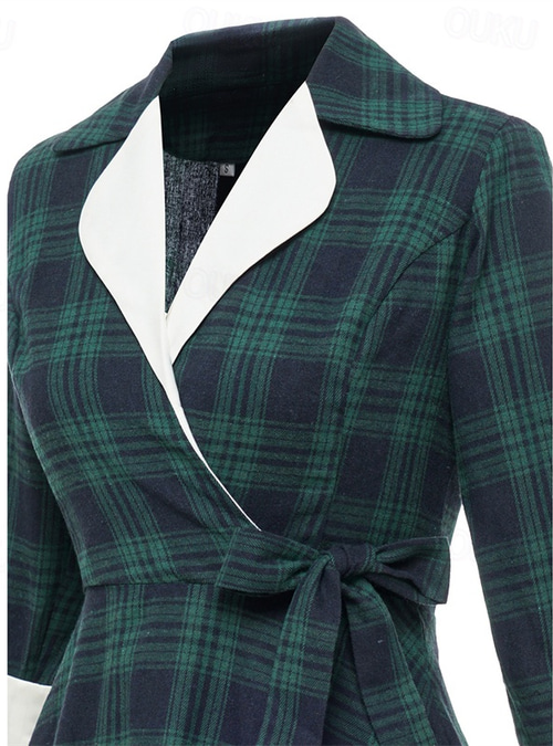 slim fit dress slacks Red & Green Plaid Sash Dress – Classic Whimsy main image 1