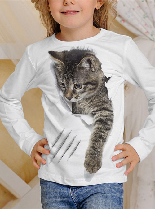 ★Fallett★CAT PRINT LONG SLEEVES Cat Print Aesthetic T-Shirt | AESTHETIC CLOTHES – Boogzel