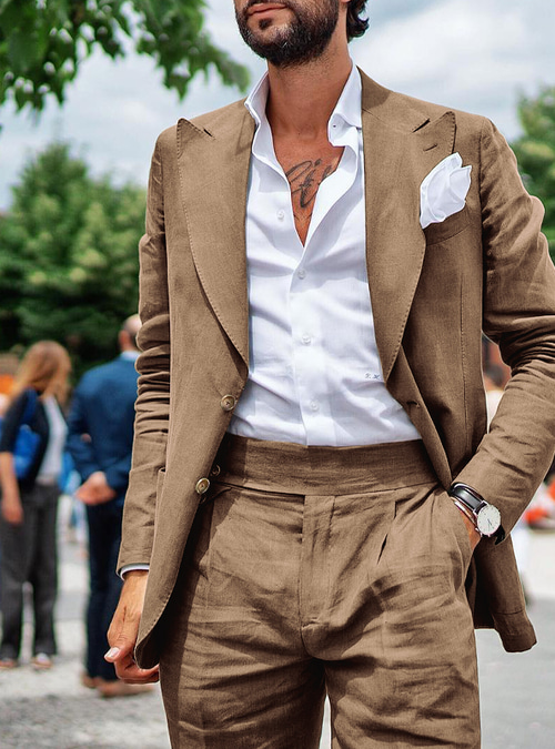 Men's Tuxedos Linen Suits Beach Wedding Beach Black Sky Blue Spring, Fall,  Winter, Summer Suit Peak Solid Colored Tailored Fit 2 Piece Single Breasted  Two-buttons 2026 - US $111.01