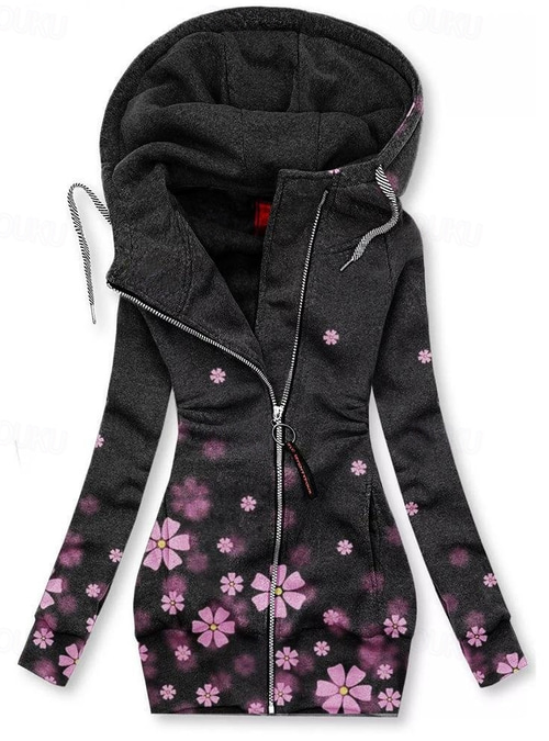 Veste Zippée Femme Décontractée - Sweat à Capuche Ample, Manches Longues, Poches, Couleur Unie, Pour L'automne - 12