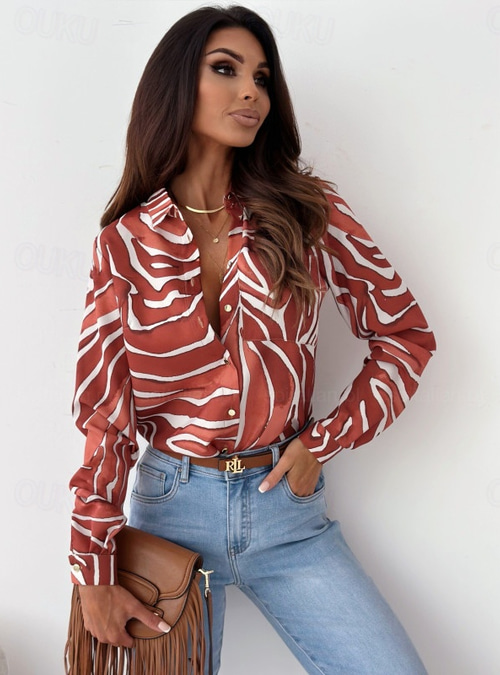 CUPSHE Camicetta da donna in cotone casual a righe top scollo a V