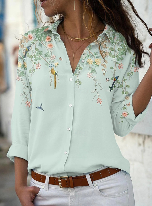Shirt, slim, ronde hals, lange mouw, lichtgrijs melange | Happy Size