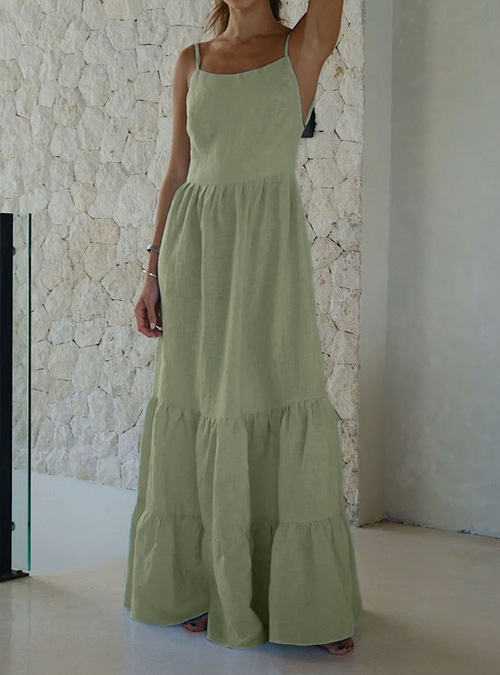 Women's Maxi Dress White Dress Graduation Dress Cotton Linen Dress Strap  Dress Basic Modern Daily Weekend Regular Fit Plain Sleeveless Spaghetti  Strap White Light Green Navy Blue Blue Summer Spring 2026 -