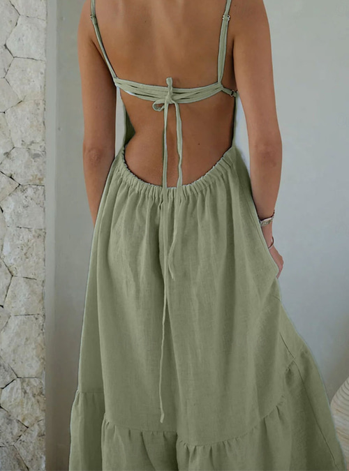 Women's Maxi Dress White Dress Graduation Dress Cotton Linen Dress Strap  Dress Basic Modern Daily Weekend Regular Fit Plain Sleeveless Spaghetti  Strap White Light Green Navy Blue Blue Summer Spring 2026 -