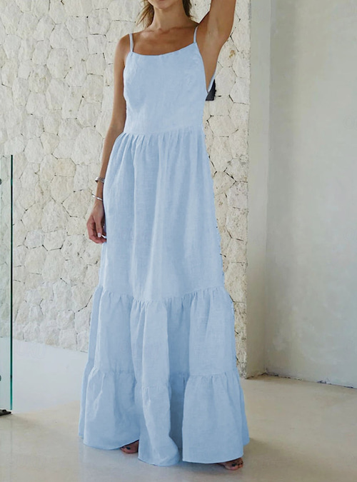 Women's Maxi Dress White Dress Graduation Dress Cotton Linen Dress Strap  Dress Basic Modern Daily Weekend Regular Fit Plain Sleeveless Spaghetti  Strap White Light Green Navy Blue Blue Summer Spring 2026 -