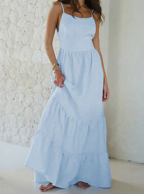 Women's Maxi Dress White Dress Graduation Dress Cotton Linen Dress Strap Dress Basic Modern Daily Weekend Regular Fit Plain Sleeveless Spaghetti Strap White Light Green Navy Blue Blue Summer Spring 2026 - Women's Maxi Dress White Dress Graduation Dress Cotton Linen Dress Strap Dress Basic Modern Daily Weekend Regular Fit Plain Sleeveless Spaghetti Strap White Light Green Navy Blue Blue Summer Spring 2026 -
