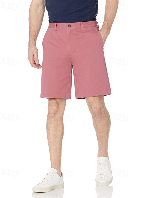 Men s Pink Shorts Summer Shorts Work Shorts Casual Shorts Buttons Pocket Plain Comfort Formal Party Work Fashion Classic Style Pink Khaki 2024 US 31.99