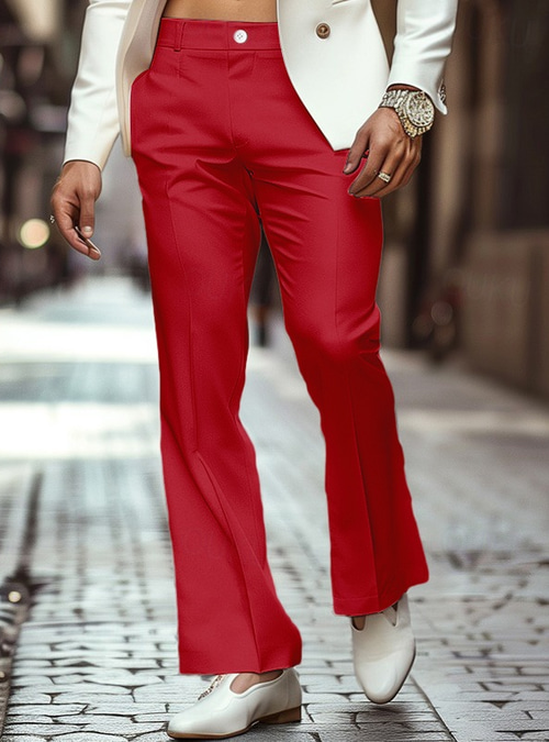 slim fit dress slacks Gothic Lace-Up Black Twill Flare Pants for Men main image 0