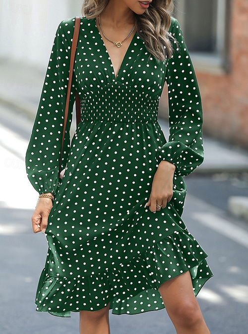 Women's Polka Dot V Neck Midi Dress Long Sleeve Spring Fall 2026 - 24.99 Women's Polka Dot V Neck Midi Dress Long Sleeve Spring Fall 2026 - 24.99