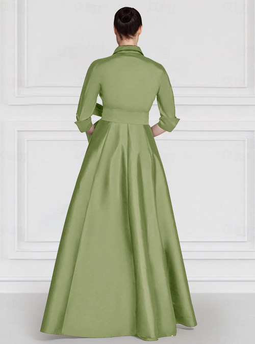 green emerald velvet dress Satin Nights Striped Satin Half-Button Shirt Dress Mocha / L main image 0