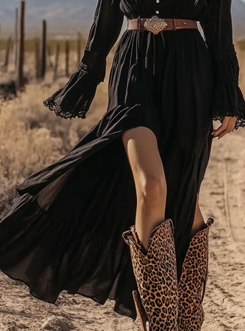 Women's Midi Dress Boho Dress Western Dress Fashion Classic Outdoor Daily Holiday Regular Fit Plain Long Sleeve V Neck Black Summer 2026 - 30 Women's Midi Dress Boho Dress Western Dress Fashion Classic Outdoor Daily Holiday Regular Fit Plain Long Sleeve V Neck Black Summer 2026 - 30