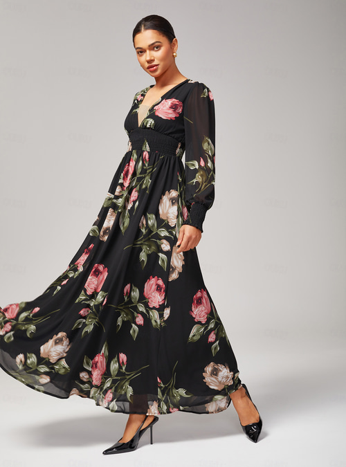long sleeve summer floral chiffon dress CHUMUD Summer Maxi Dress for Women Elegant Classy Long Sleeve High Low Hem Boho Floral Chiffon Dress Vacation